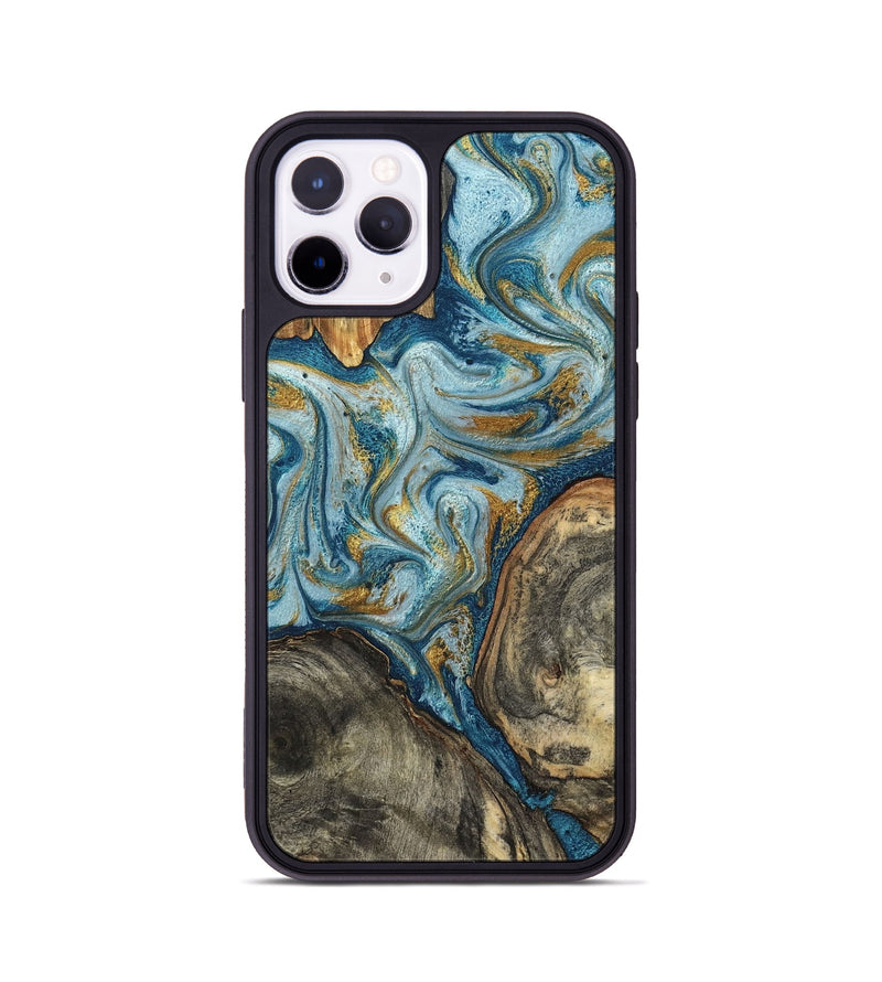 iPhone 11 Pro Wood Phone Case - Joselyn (Teal & Gold, 799654)