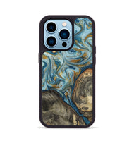 iPhone 14 Pro Wood Phone Case - Joselyn (Teal & Gold, 799654)