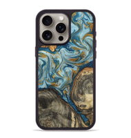 iPhone 15 Pro Max Wood Phone Case - Joselyn (Teal & Gold, 799654)