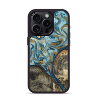 iPhone 15 Pro Wood Phone Case - Joselyn (Teal & Gold, 799654)