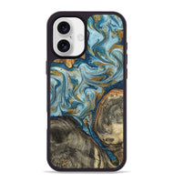 iPhone 16 Plus Wood Phone Case - Joselyn (Teal & Gold, 799654)