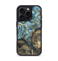 iPhone 16 Pro Wood Phone Case - Joselyn (Teal & Gold, 799654)