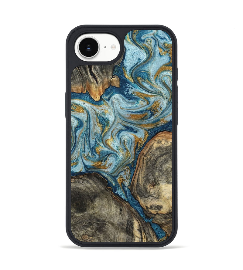 iPhone 16e Wood Phone Case - Joselyn (Teal & Gold, 799654)