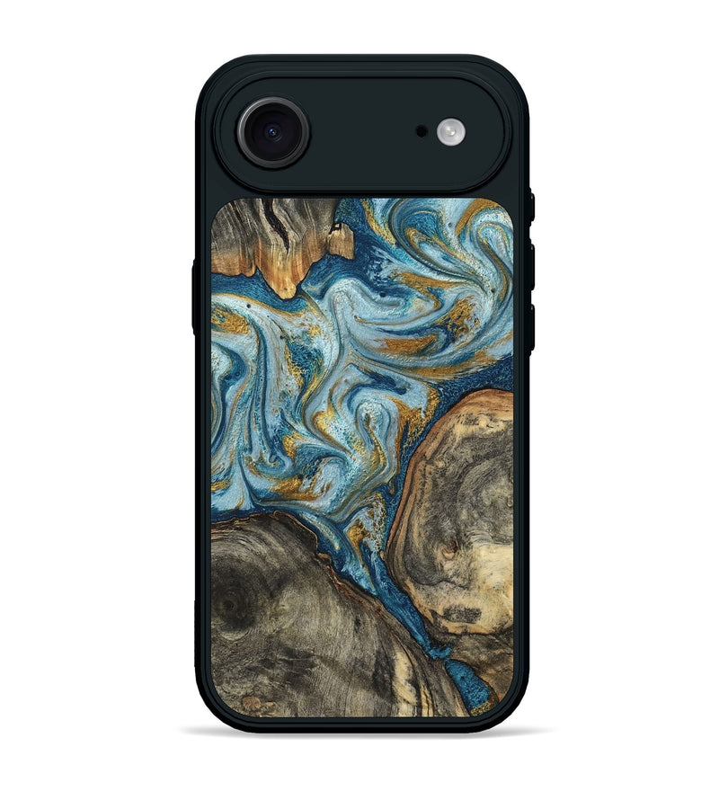 iPhone 17 Air Wood Phone Case - Joselyn (Teal & Gold, 799654)
