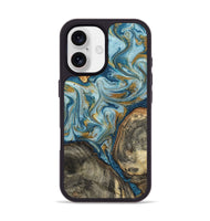 iPhone 17 Wood Phone Case - Joselyn (Teal & Gold, 799654)