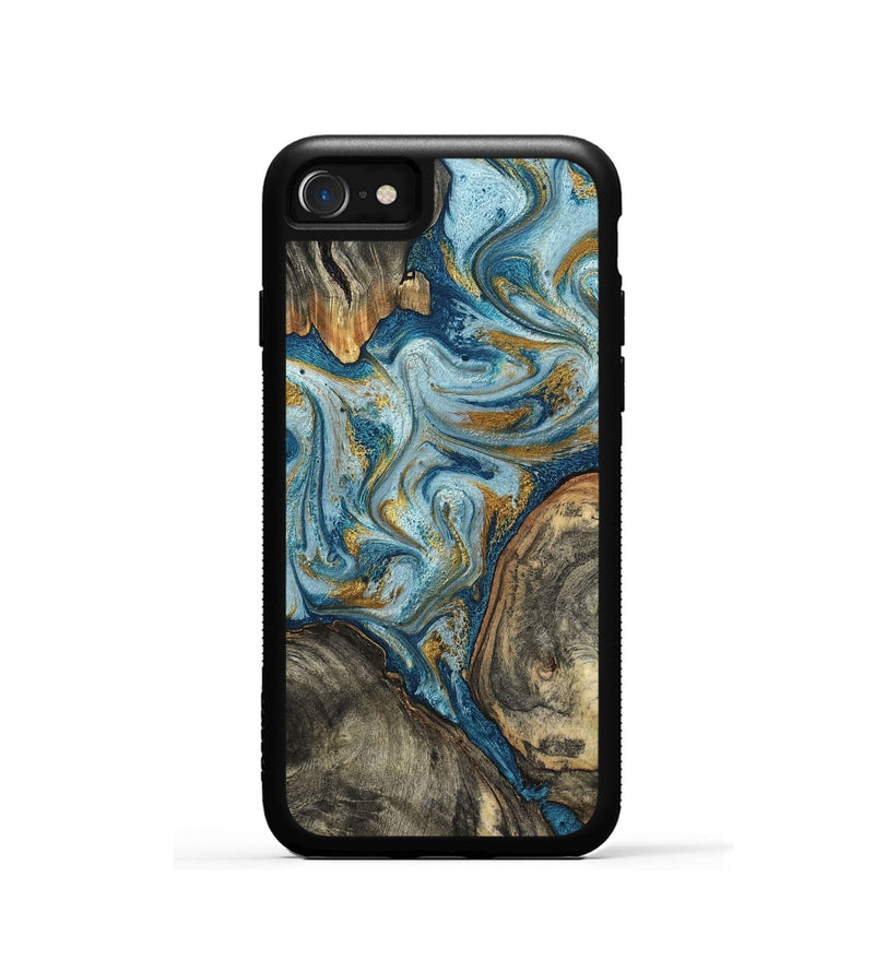iPhone SE Wood Phone Case - Joselyn (Teal & Gold, 799654)