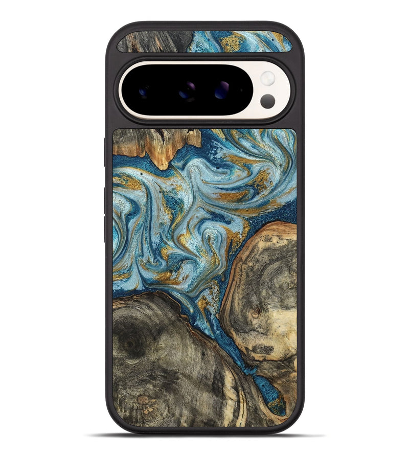Pixel 10 Pro XL Wood Phone Case - Joselyn (Teal & Gold, 799654)
