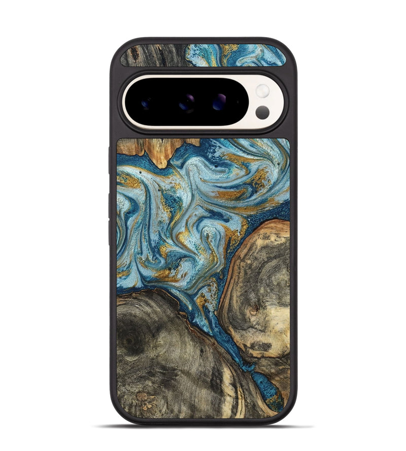 Pixel 9 Pro Wood Phone Case - Joselyn (Teal & Gold, 799654)