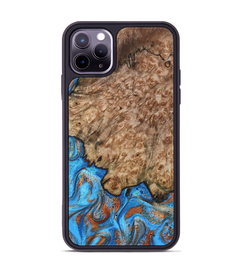 iPhone 11 Pro Max Wood Phone Case - Orion (Teal & Gold, 799655)