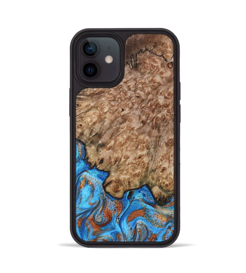 iPhone 12 Wood Phone Case - Orion (Teal & Gold, 799655)