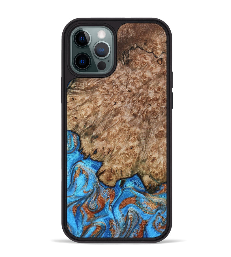 iPhone 12 Pro Max Wood Phone Case - Orion (Teal & Gold, 799655)