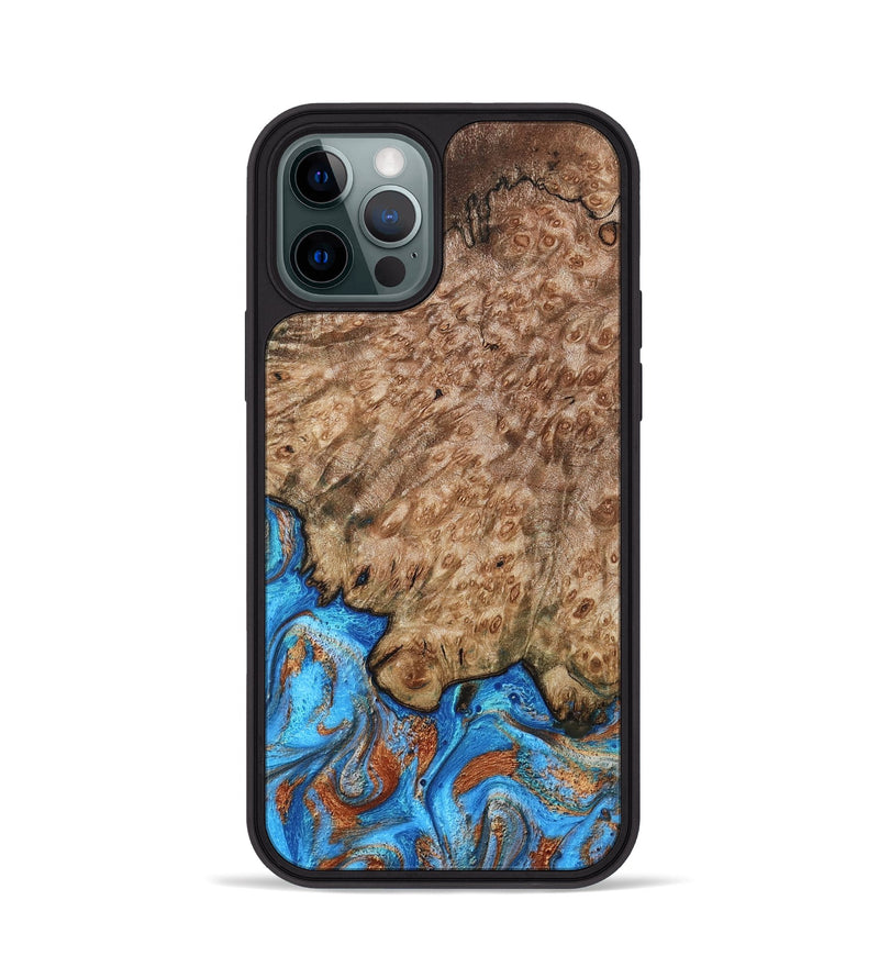 iPhone 12 Pro Wood Phone Case - Orion (Teal & Gold, 799655)