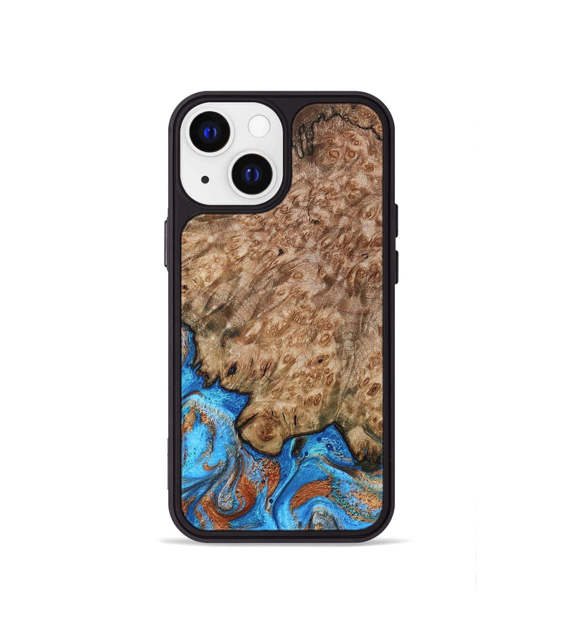 iPhone 13 mini Wood Phone Case - Orion (Teal & Gold, 799655)