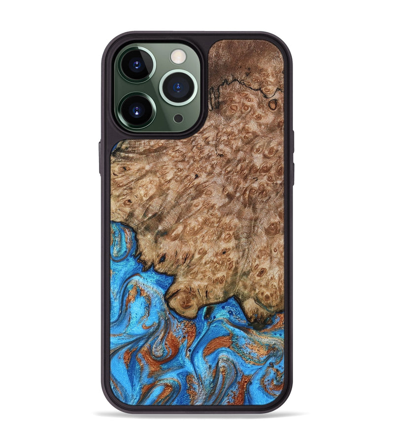 iPhone 13 Pro Max Wood Phone Case - Orion (Teal & Gold, 799655)