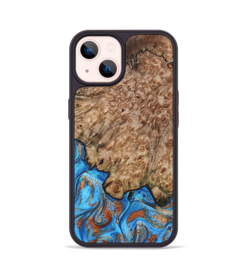 iPhone 14 Wood Phone Case - Orion (Teal & Gold, 799655)