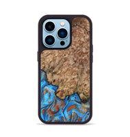 iPhone 14 Pro Wood Phone Case - Orion (Teal & Gold, 799655)