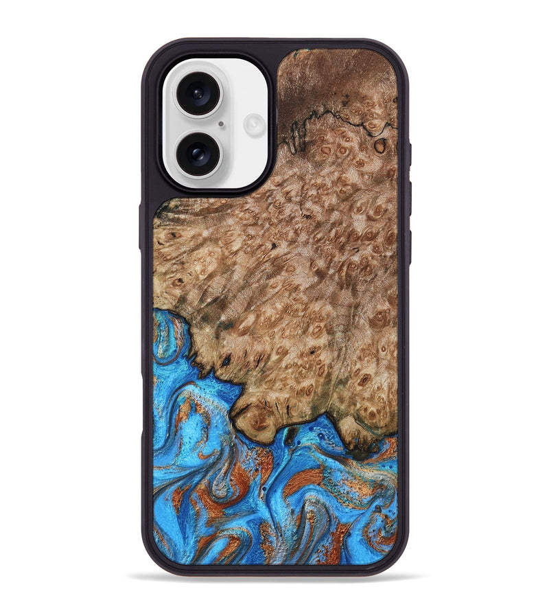 iPhone 16 Plus Wood Phone Case - Orion (Teal & Gold, 799655)
