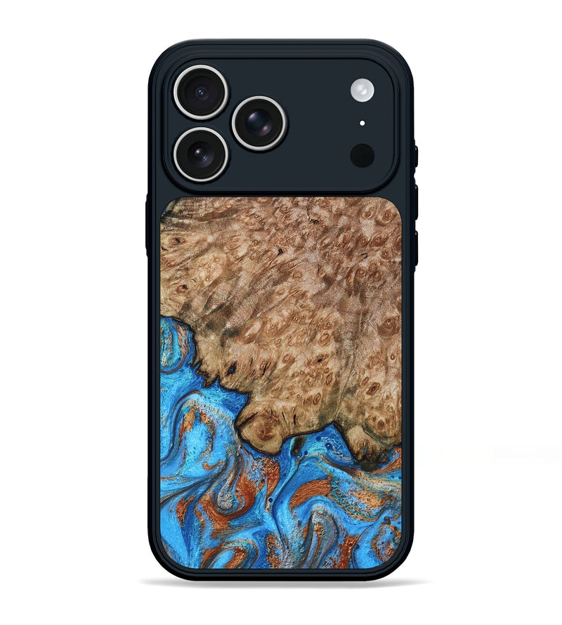 iPhone 17 Pro Max Wood Phone Case - Orion (Teal & Gold, 799655)