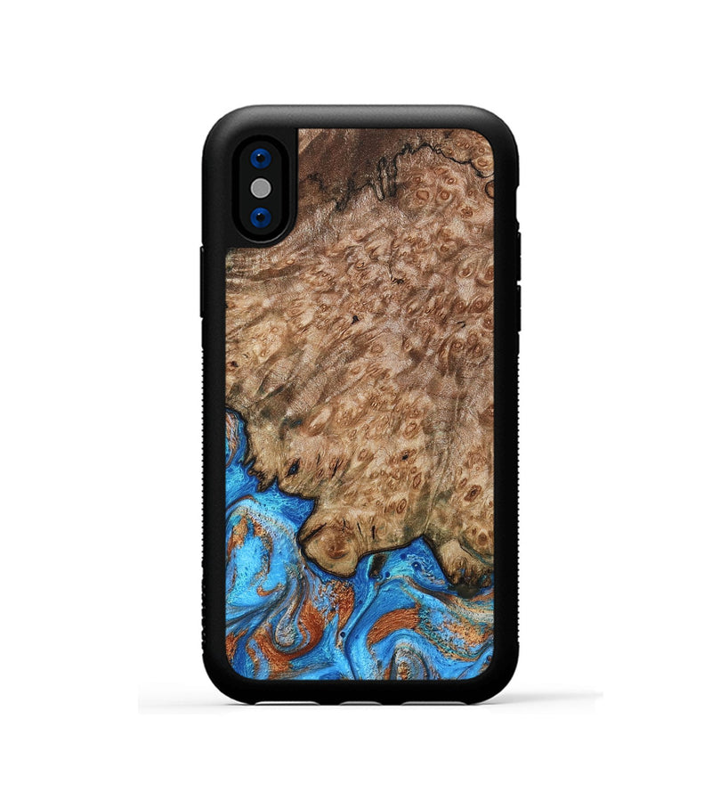 iPhone Xs Wood Phone Case - Orion (Teal & Gold, 799655)