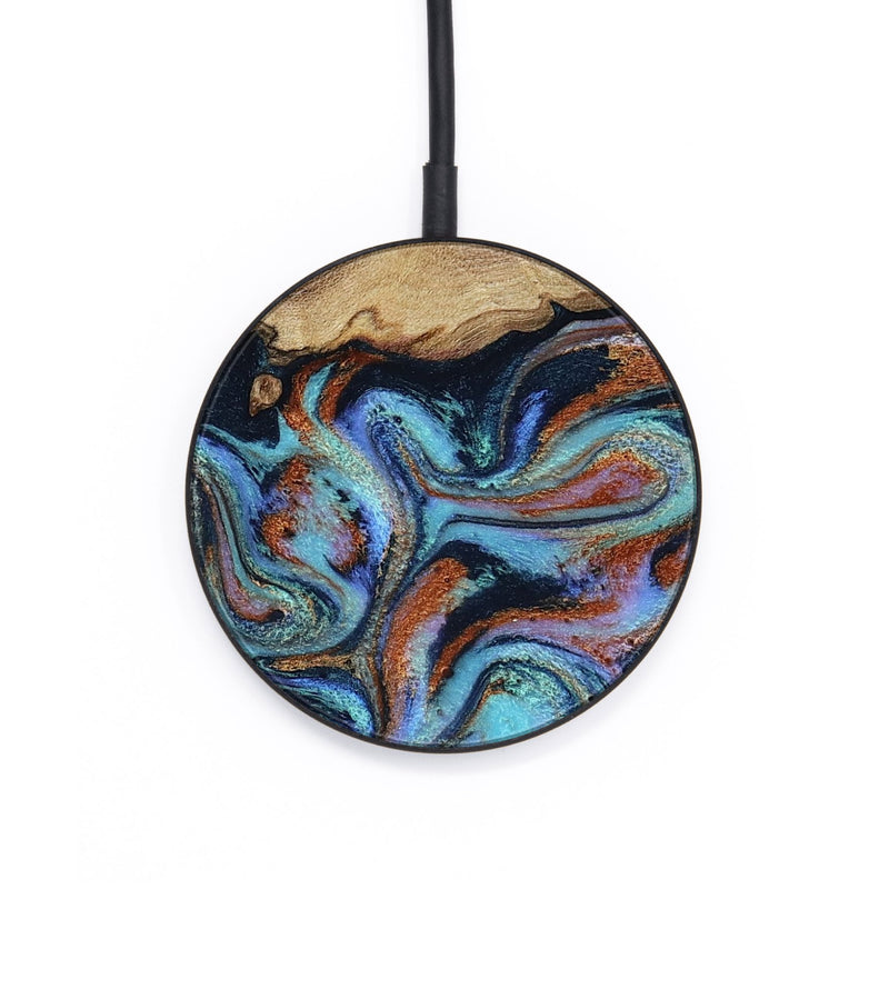 Circle Wood Wireless Charger - Atlas (Teal & Gold, 799656)