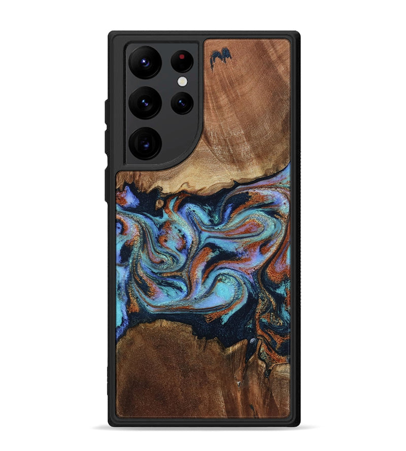 Galaxy S22 Ultra Wood Phone Case - Atlas (Teal & Gold, 799656)