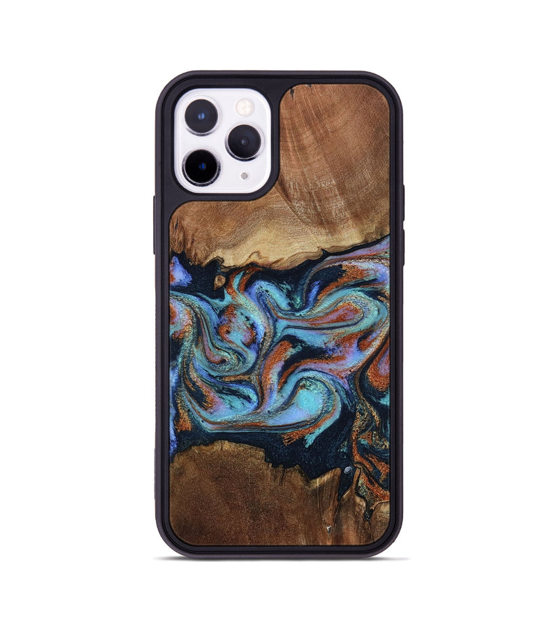 iPhone 11 Pro Wood Phone Case - Atlas (Teal & Gold, 799656)