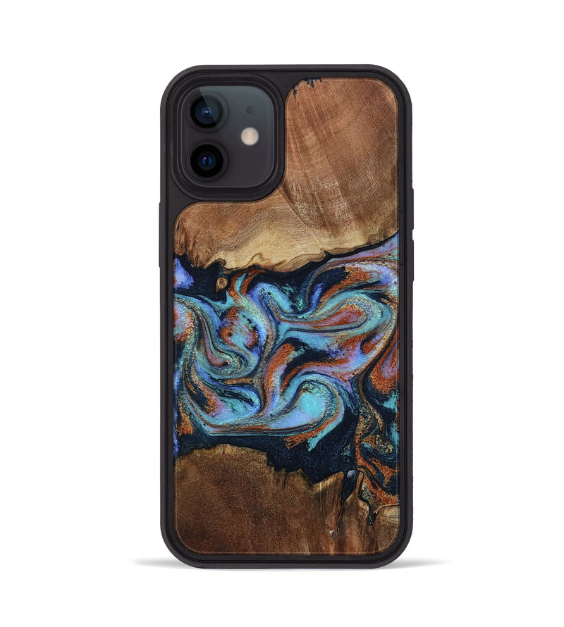 iPhone 12 Wood Phone Case - Atlas (Teal & Gold, 799656)