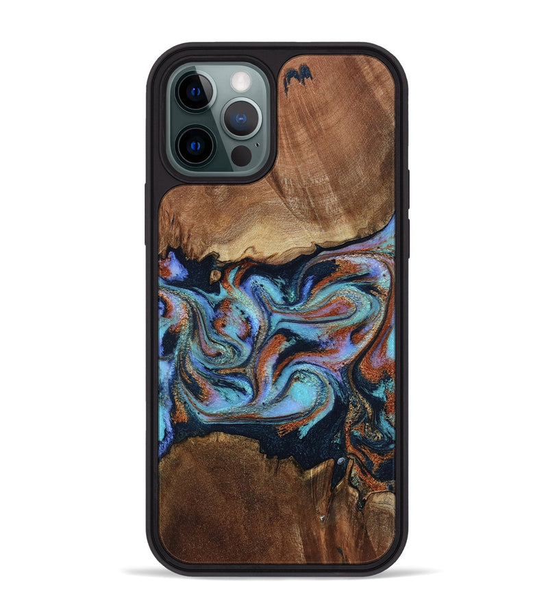 iPhone 12 Pro Max Wood Phone Case - Atlas (Teal & Gold, 799656)