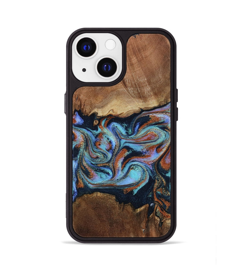 iPhone 13 Wood Phone Case - Atlas (Teal & Gold, 799656)