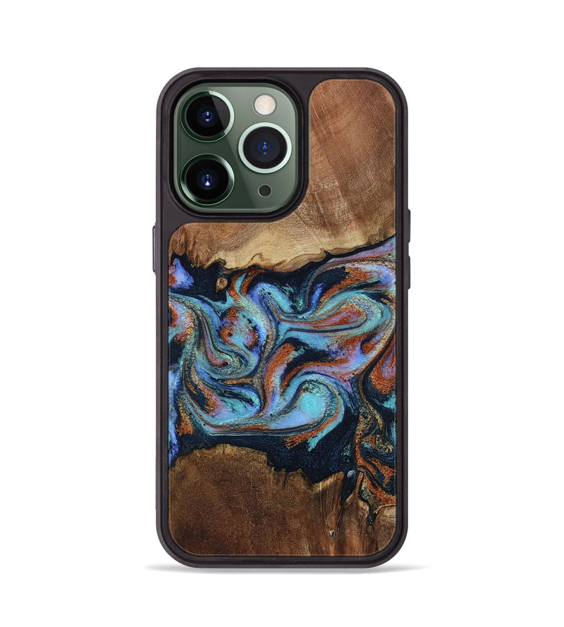 iPhone 13 Pro Wood Phone Case - Atlas (Teal & Gold, 799656)