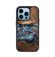 iPhone 14 Pro Wood Phone Case - Atlas (Teal & Gold, 799656)