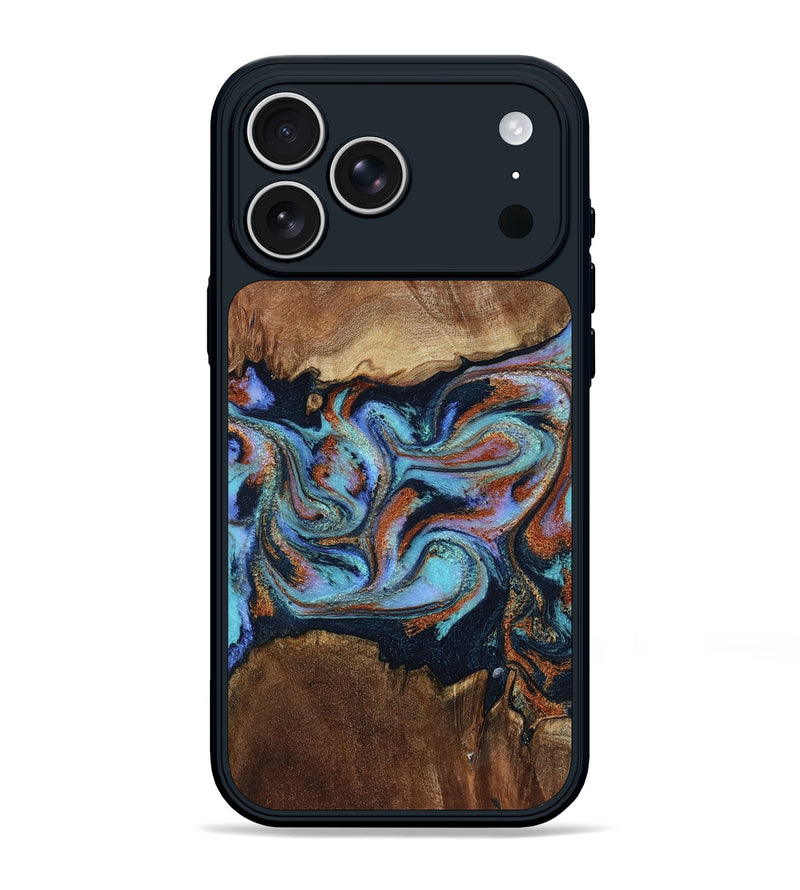 iPhone 17 Pro Max Wood Phone Case - Atlas (Teal & Gold, 799656)