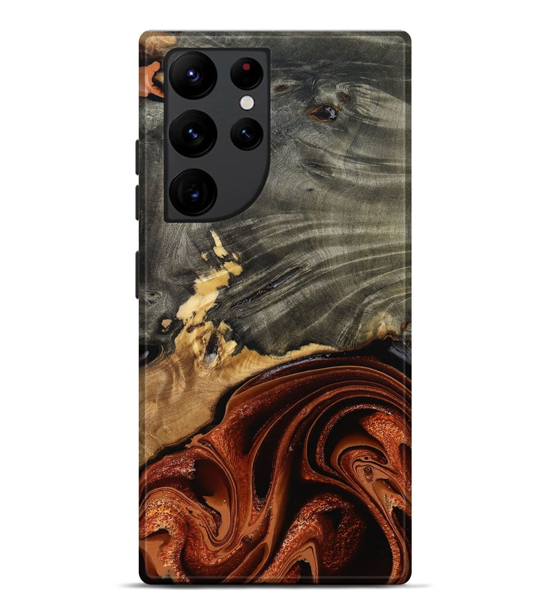 Galaxy S22 Ultra Wood Live Edge Phone Case - Issac (Red, 799657)