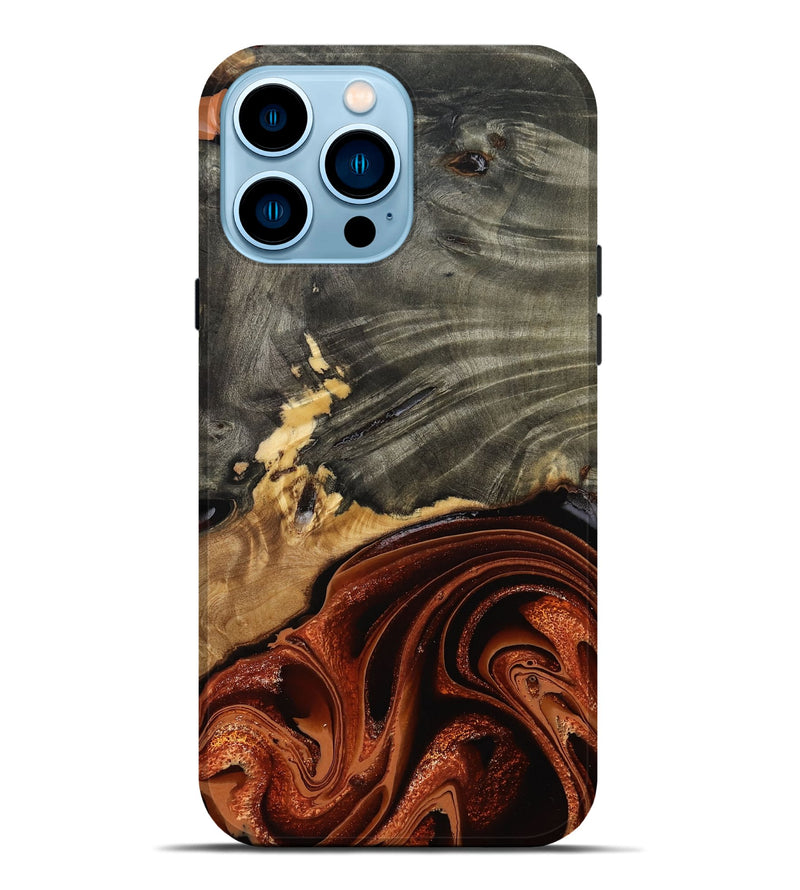 iPhone 14 Pro Max Wood Live Edge Phone Case - Issac (Red, 799657)