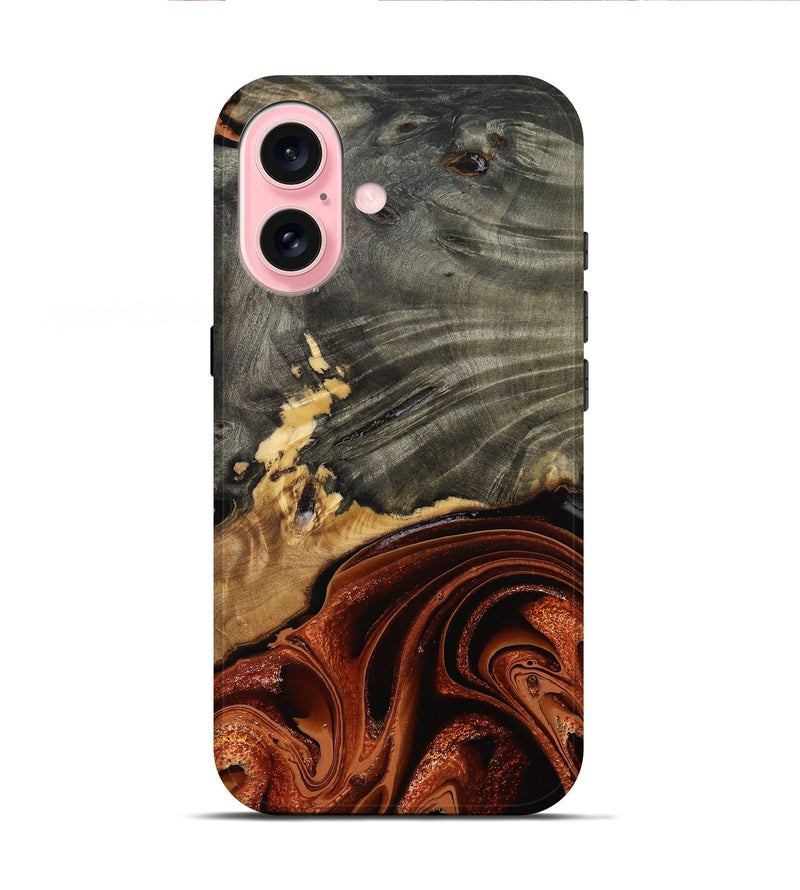iPhone 16 Wood Live Edge Phone Case - Issac (Red, 799657)