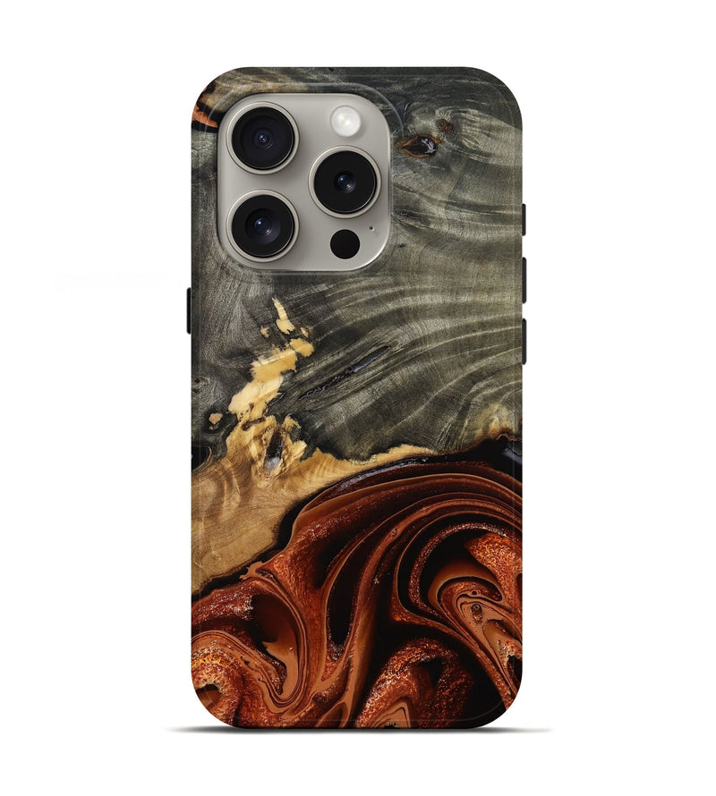 iPhone 16 Pro Wood Live Edge Phone Case - Issac (Red, 799657)