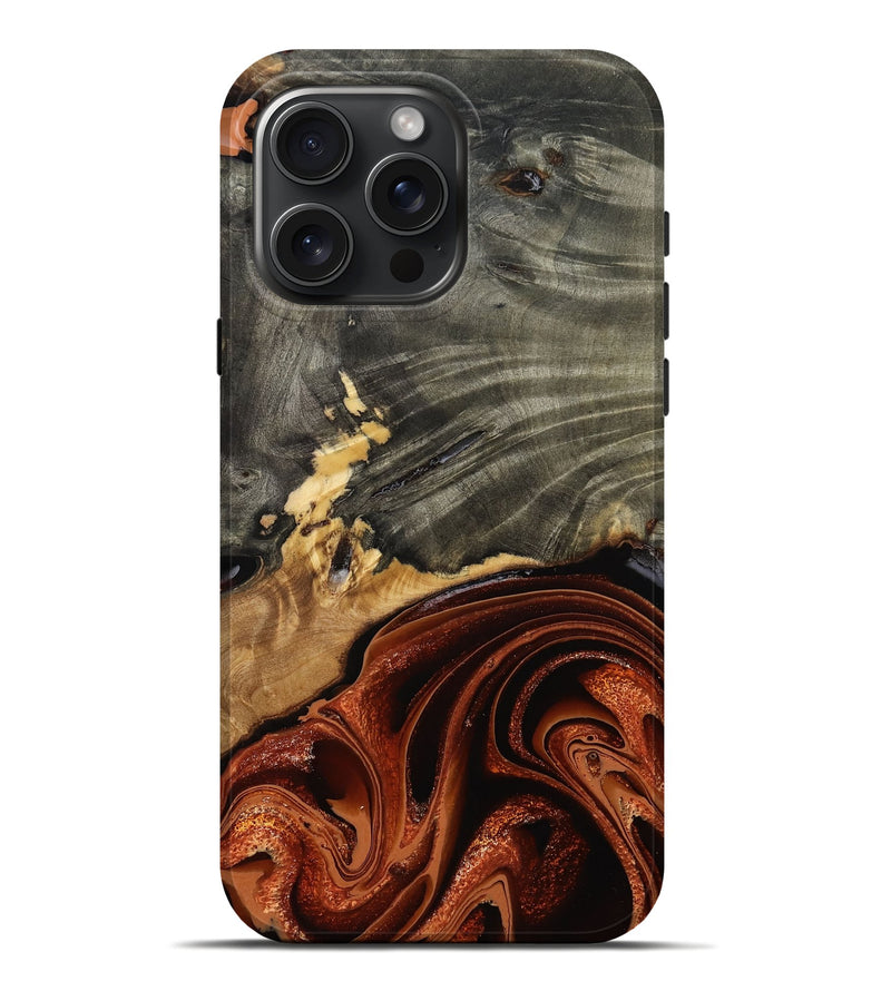 iPhone 16 Pro Max Wood Live Edge Phone Case - Issac (Red, 799657)