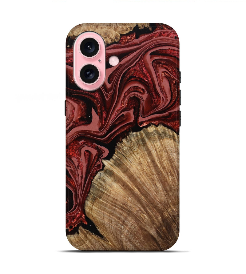 iPhone 16 Wood Live Edge Phone Case - Anika (Red, 799675)