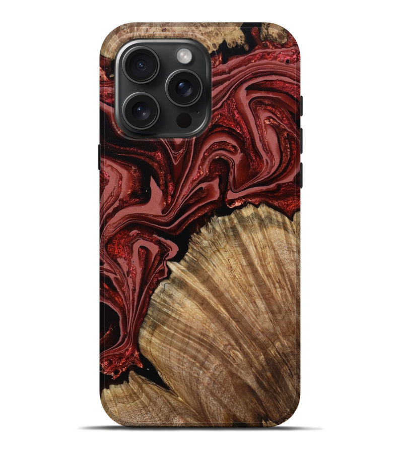 iPhone 16 Pro Max Wood Live Edge Phone Case - Anika (Red, 799675)
