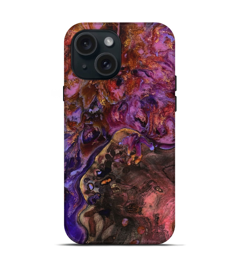 iPhone 15 Wood Live Edge Phone Case - Latifah (Red, 799677)