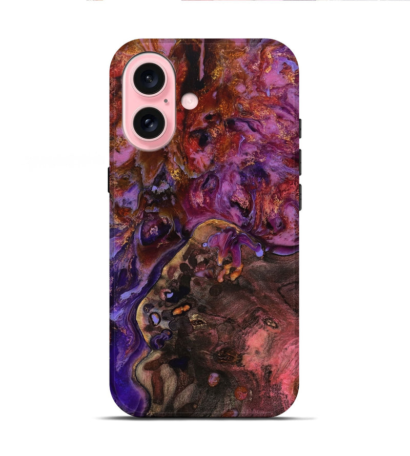 iPhone 16 Wood Live Edge Phone Case - Latifah (Red, 799677)