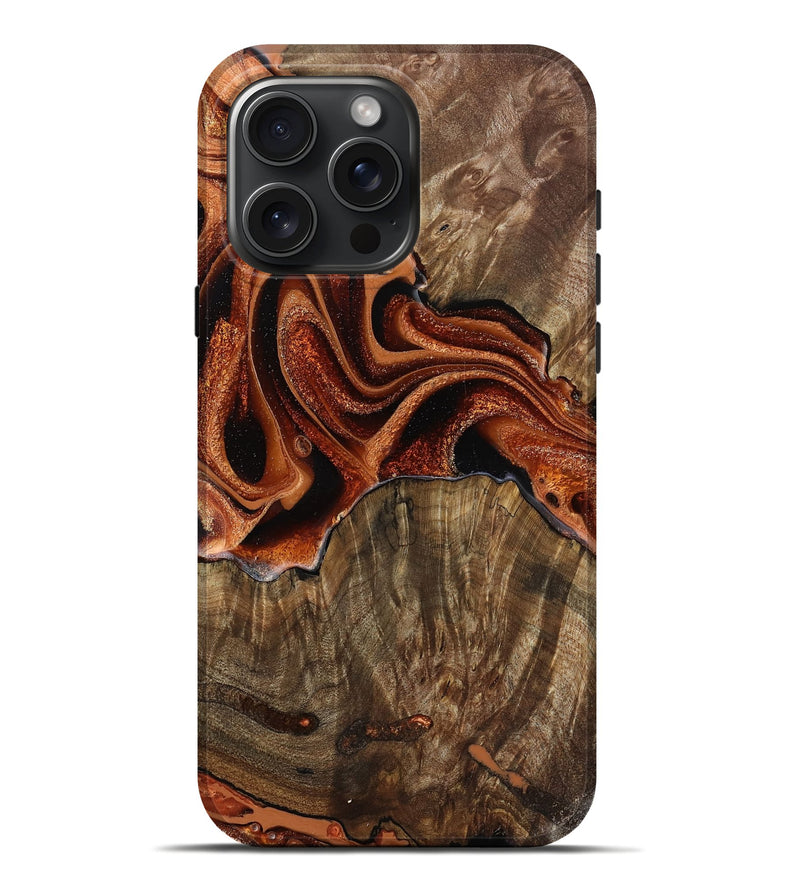 iPhone 16 Pro Max Wood Live Edge Phone Case - Giana (Red, 799681)
