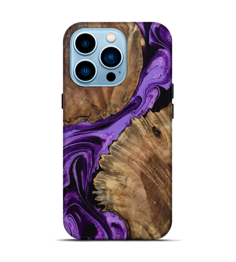 iPhone 14 Pro Wood Live Edge Phone Case - Florine (Purple, 799683)