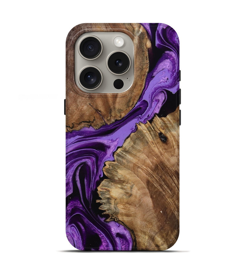 iPhone 16 Pro Wood Live Edge Phone Case - Florine (Purple, 799683)