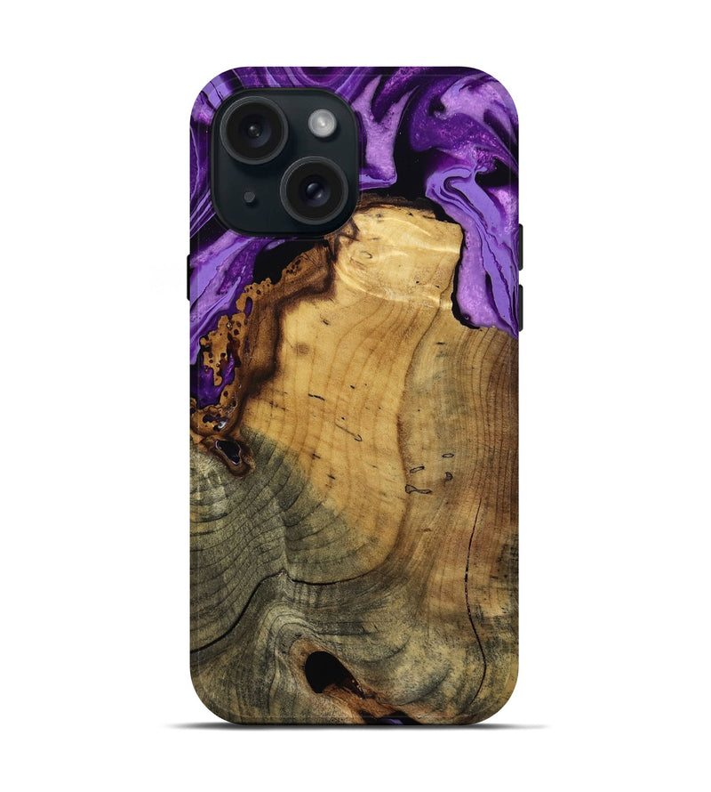 iPhone 15 Wood Live Edge Phone Case - Ivy (Purple, 799687)