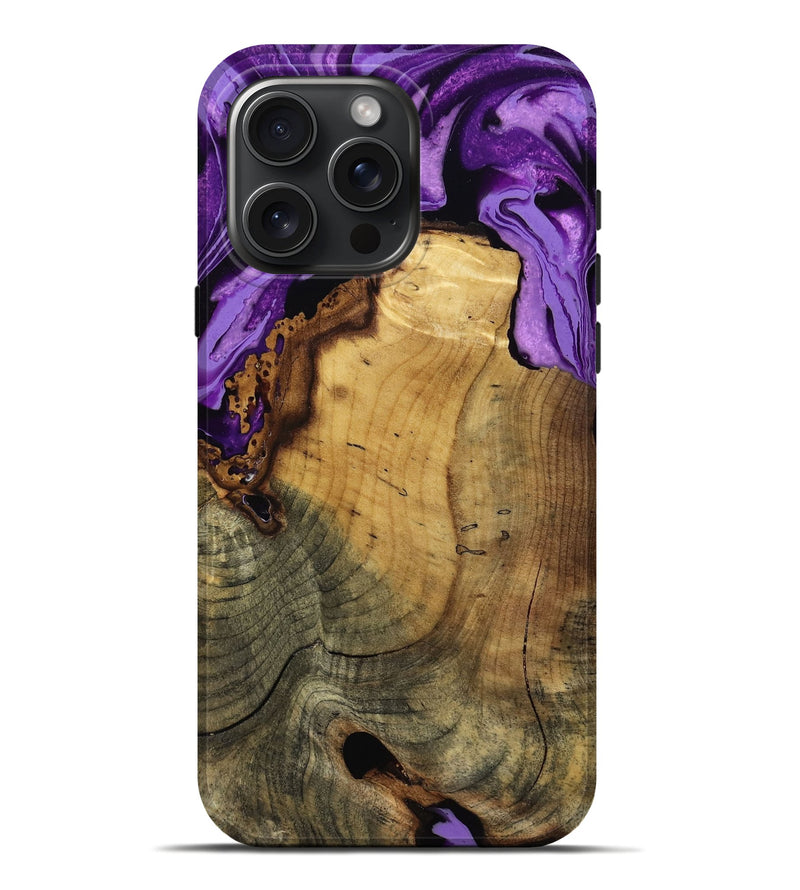 iPhone 16 Pro Max Wood Live Edge Phone Case - Ivy (Purple, 799687)