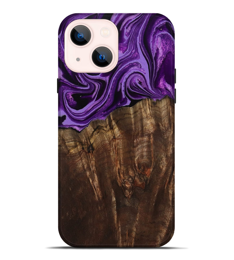 iPhone 14 Plus Wood Live Edge Phone Case - Hellen (Purple, 799688)
