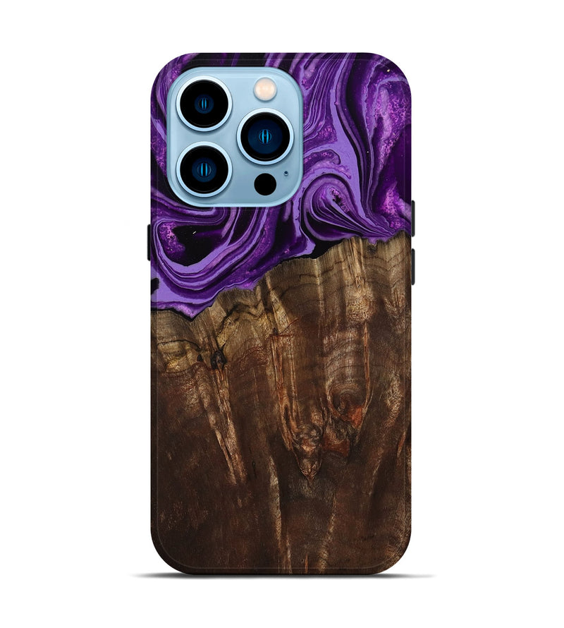 iPhone 14 Pro Wood Live Edge Phone Case - Hellen (Purple, 799688)