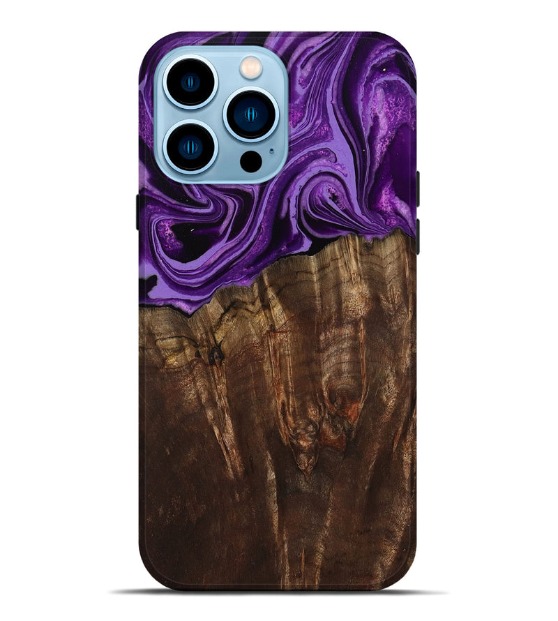 iPhone 14 Pro Max Wood Live Edge Phone Case - Hellen (Purple, 799688)
