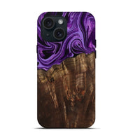 iPhone 15 Wood Live Edge Phone Case - Hellen (Purple, 799688)